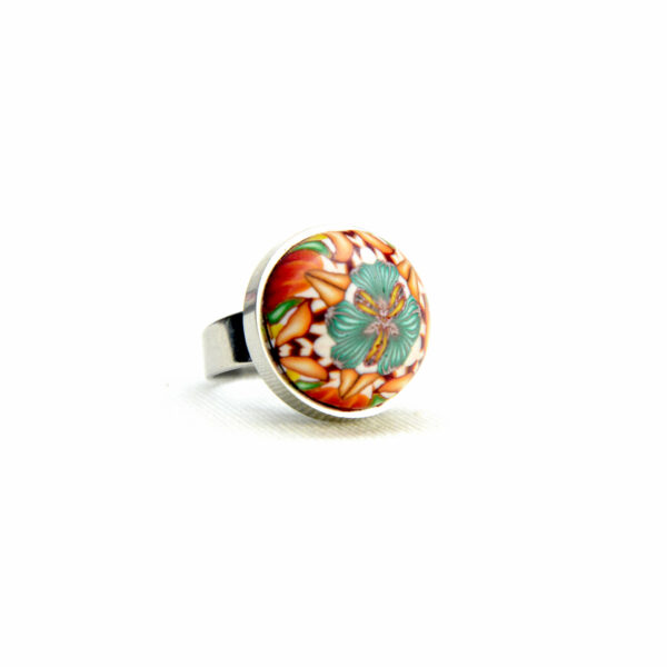 Anillo, artesanal, artesanía, millefiori, caleidoscopio, colores, favorito, naranja