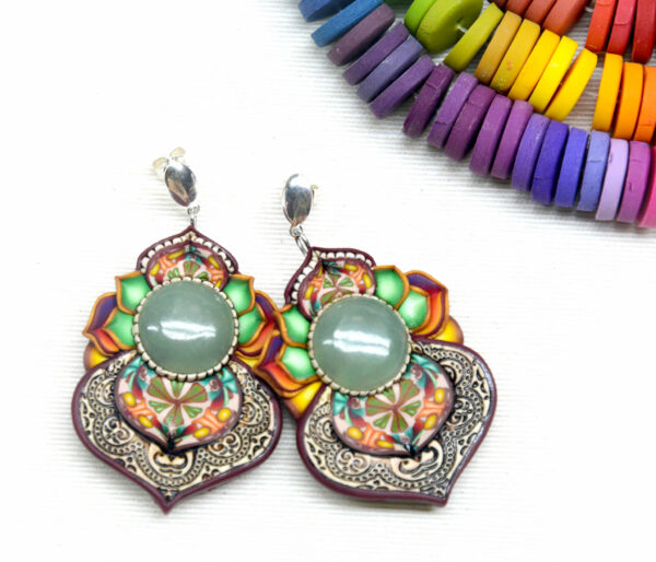 pendientes artesanía artesanal artesanos millefiori semipreciosa gema gemas colores cantabria handmade aventurina arcoiris muestras pantone paleta colores