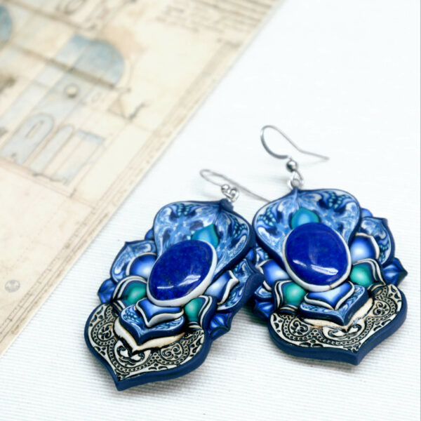 pendientes artesanía artesanal artesanos millefiori semipreciosa gema gemas colores cantabria handmade lapislázuli atrezzo