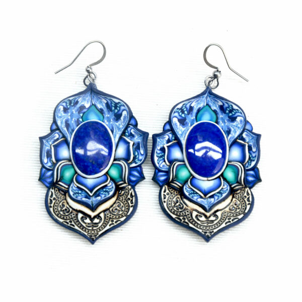 pendientes artesanía artesanal artesanos millefiori semipreciosa gema gemas colores cantabria handmade lapislázuli azul